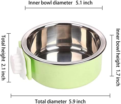 Dog Crate Bowl, Hanging Stainless Steel Removable Pet Crate Water & Food Bowls, Pet Cage Feeder Container Coop Cup for Cat Puppy Birds Rats Guinea Pigs Rabbit Hamster (2PCS) - Image 2
