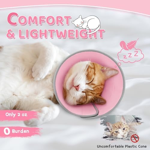 Cat Cone Collar Soft to Stop Licking, Adjustable, Foldable Lightweight Kitten Cones After Surgery Recovery for Cats & Kittens, Cat Cone Alternative, Easy Eating (Solid Pink, S) - Image 2