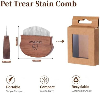 Walnut Wood Eye Comb for Pets, Professional Tear Stain Removal Tool - Image 5