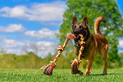 Mammoth Flossy Chews Multi Color 5 Knot Rope Tug – Premium Cotton-Poly Tug Toy for Dogs – Interactive Dog Rope Toy – Tug Dog Chew Toy for Big Dogs - X-Large, 36” - Image 5