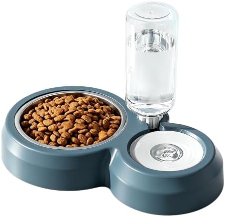 Double Dog Bowls, Cat Food & Water Bowl Set with Water Dispenser by YSHOME%26PET