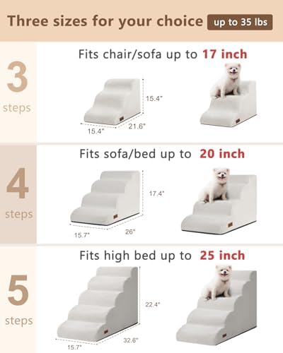 Aodisman Dog Stairs for High Beds,5 Step Pet Ramp for Dogs and Cats,22.4" H - Image 2