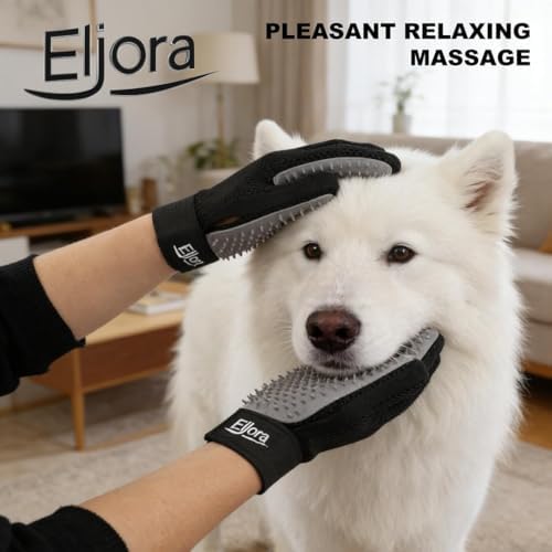 Pet Grooming Glove (Pair) & Dematting Comb Set – Anti-Slip Handle Deshedding Comb+ Gentle Massage Gloves for Dogs & Cats – Removes Loose Hair, Mats & Tangles – Safe, Effective Grooming - Image 2