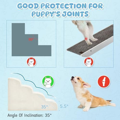 Mesa Lemon 4 Step Dog Stairs Pet Ramp for High Beds, Sofas and Cars - Image 3