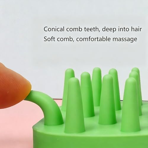 Pet Bath & Massage Brush,Pet Grooming Brush,Soft Rubber Scrubber for Brushing,Massaging,Bathing,Shampooing and Reducing Hairballs (Green, Style 1) - Image 4