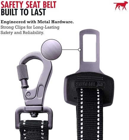 Tuff Pupper Dog Seat Belt | Adjustable Length Dog Seatbelt Restraint | Tangle-Free Locking Carabiner | Shock-Absorbing Bungee | Reflective Stitching for Visibility | Universal Fit for Cars & Trucks - Image 7