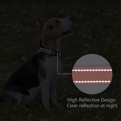 Reflective Dog Collar, Adjustable Nylon for Puppy, Coral XS - Image 5