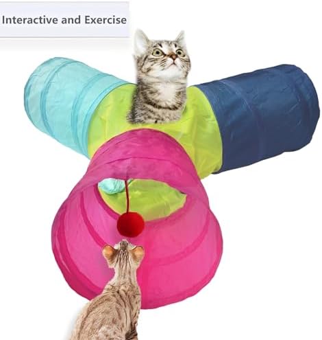 Cat Tunnel Tube Toys, 3 Ways Tunnels for Indoor Cats with Play Ball - Image 5