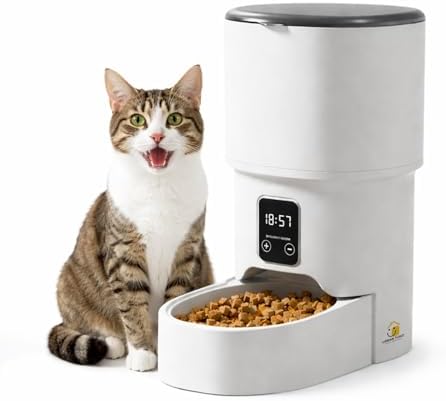 Automatic Pet Feeder for Cats & Dogs – 4L Button Type Programmable Timed Food Dispenser with Portion Control, Battery Backup, and Secure Locking Lid for Healthy Pet Routines by URBANTOKO
