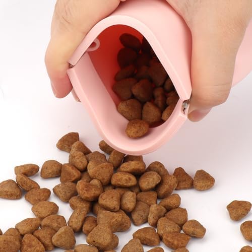 WALLFID Silicone Dog Treat Pouch, Auto Closure, with Pet Training Clicker, Walking Bag for Dog and Cat, Pocket Size, Easy to Clean, Odorless, Travel Bag (Pink) - Image 2