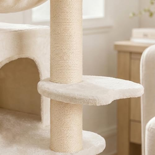 HUITREE 45in Cat Tree Tower with Big Condo for Indoor Cats,Cat Tower with Scratching Post,Scratching Board and Cat Toys,Multi-Level,Small Space,Transformer Cat Tree (338B) - Image 5