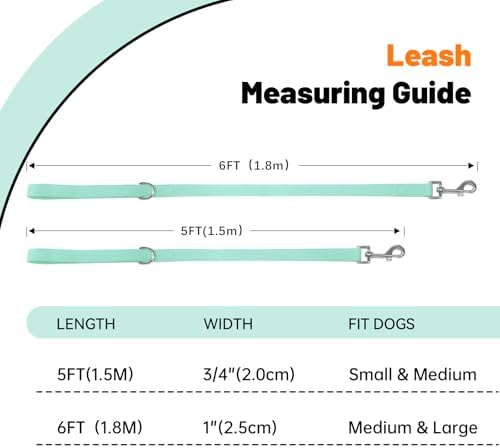 Waterproof Dog Leash, 5/6 FT Durable Odor-Proof Dog Leashes with Strong Metal Hooks Fits Small Medium or Large Dogs (Mint Green, 6FT - 1 inch Width) - Image 4