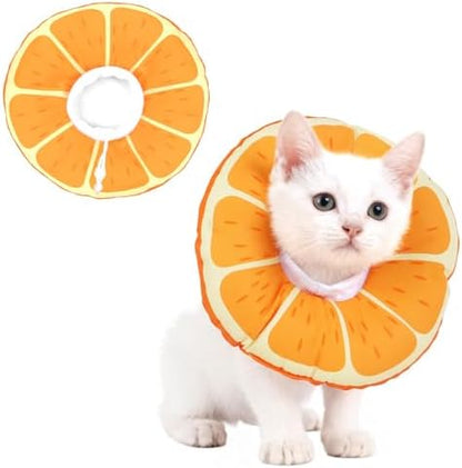 Cat Cone Collar Soft, Waterproof Cat Recovery Collar for Wound Healing After Surgery or Neutering Alternative to Elizabethan Collars Medical Neck Cone for Cats and Puppies (Orange, Small) by Hoopttay