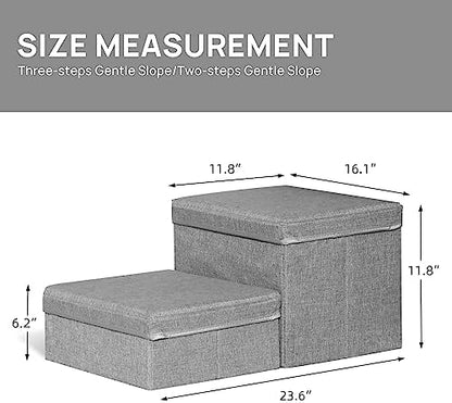 Linen Foldable Dog Stairs with Storage - Image 4