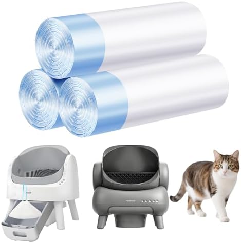 Cat Litter Bags 60 Count,26.37"X15.74" Drawstring Close Litter Box Liners for Automatic Litter Box,Thick Cat Poop Bags,Easy to Clean,Heavy Duty Robot Bag for Self-Cleaning Box by LoopTime