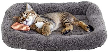 Enjoying Cat Mat Bed 10" x 15" Pet Bed with Pillow Around for Puppy Kitten Curled Sleeping Beds for Carrier/Crate Small Dog Cushion, Anti Skid Bottom, Small - Image 4