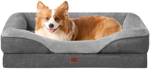 EHEYCIGA Orthopedic Dog Bed for Medium Dog, Memory Foam Dog Couch, Grey by EHEYCIGA