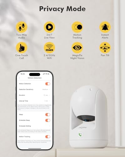 Dzees 2K 360° Indoor Security Camera, Dual-Band WiFi Pet Cam - Image 2