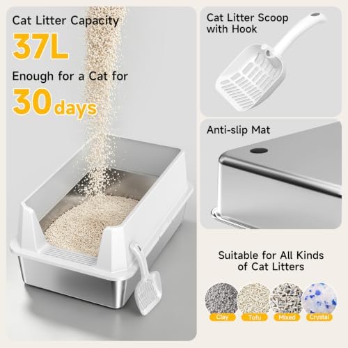 2 Pack XL Stainless Steel Litter Box with High Sides, Metal Litter Box - Image 5