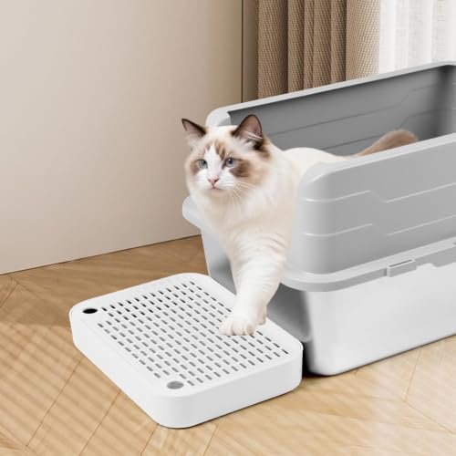 Cat Litter Box Ramp Mat with Filter Function, Cat Step Pedal Stool for Self-Cleaning Litter Box, Easy to Clean, Ideal for Kitten & Elderly Cats (White) - Image 6