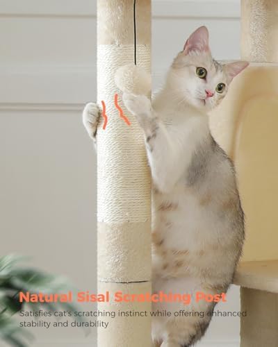 XL Cat Tree 44" Cat Tower for Large Cats 20 lbs, 2 Spacious Caves - Image 4