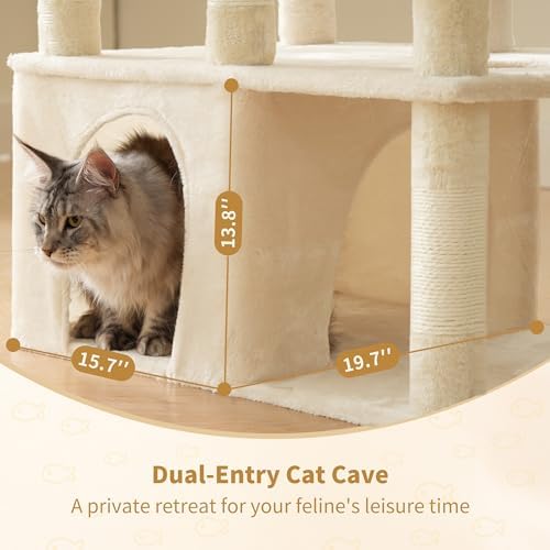 Heybly Cat Tree, 71-Inch Tall Cat Tower for Large Maine Coon Cats HCT03MG - Image 6