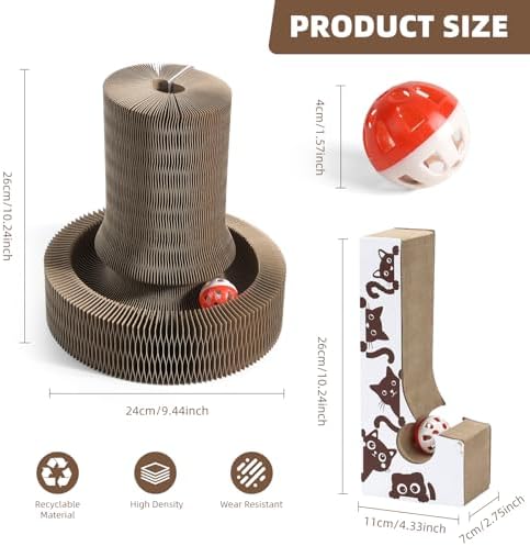 Wortade Reversible Magic Organ Cat Scratching Post, Foldable & Reversible Cat Scratcher for Indoor Cats, Cardboard Cat Scratcher, Interactive Kitten Toys Cat Enrichment for Indoor Cats - Image 4
