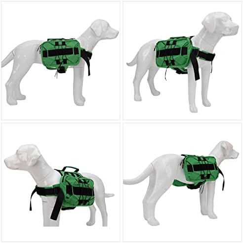 Lovelonglong Medium Large Dog Backpack, Outdoor Hound Saddle Bag with Side Pockets, Adjustable Tactical Pack for Hiking Travel Camping Training Green M - Image 5