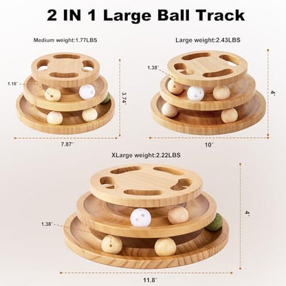 ZOMISIA Cat Ball Track Toy with Puzzle Top, Wooden Cat Toys for Indoor Cats - Image 2