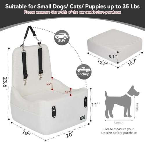PETSFIT Pet Car Seat with Patented Safety System, 5" Elevated Cushion - Image 5