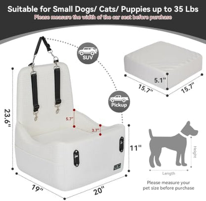 PETSFIT Pet Car Seat with Patented Safety System, 5" Elevated Cushion - Image 5