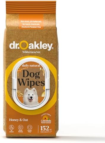 Dr. Oakley Dog Wipes for Paws and Butt | 152 Large 8x7 Pet Wipes for Dogs | Plant-Based Dog Cleaning Wipes | Dog Grooming Supplies for Sensitive Skin | Vet Recommended Daily Natural (Honey and Oat) - Image 4