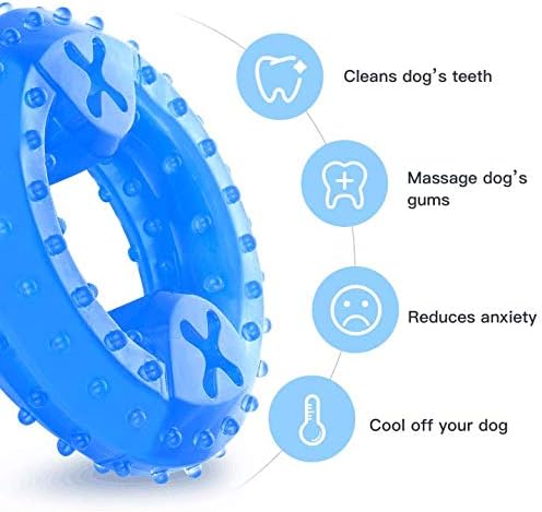 NWK Pet Teether Cooling Chew Toy for Dogs Teething Toy for Puppies, Fit with Treats for More Fun (Chewing Ring)