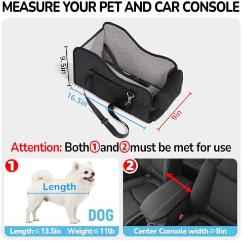 Center Console Dog Car Seat,Pet Puppy Middle Console Dog Car Seat for Small Dogs (Black, Small) - Image 3