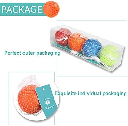 Dog Toy Balls, 4 PCS Rubber Ball Set, Chew Resistant, High Bounce, Textured Design for Teeth Cleaning, Dog Training, Small Breeds, 2in/5cm Diameter - Image 4