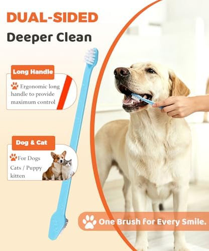 20Pack Double Headed Pet Toothbrush for Dogs & Cats - 10 Colors x 2 Pack Long Handle Dog Cat Dental Brushes with Soft Bristles - Bulk Value Pack for Multi-Pet Homes and Travel - Image 4