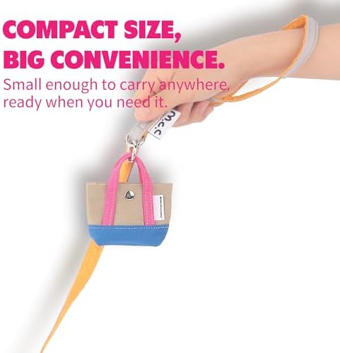 Dog Poop Bag Holder for Leash with 1 Waste Bag Roll, Canvas, Pink Handle - Image 2