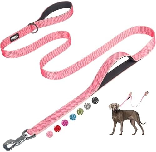 Fida Heavy Duty Dog Leash for Medium Large Dogs, 6 FT, Dual Padded Handles by Fida