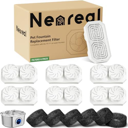 Neareal Official 6-Pack Replacement Filters for 108oz/3.2L Pet Fountain by Neareal