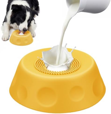 Dog Lick Bowl with Rolling Ball, Slow Feeder Dog Bowls for Liquid Treats & Bone Broth, Interactive Lick and Roll Bowl for Dogs, Spill-Proof Dog Licking Toy for Anxiety Relief & Digestion by Homgaty