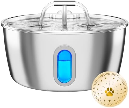 Stainless Steel Cat Water Fountain - 3.2L/108oz Cat Fountain for Drinking by DIANU