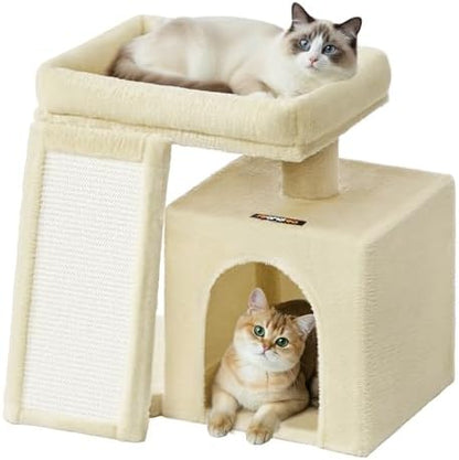 Feandrea Cat Tree, 18.3-in Small Cat Tower, Cute Kittens Condo, Summer Sand by FeandreabySONGMICSHOME