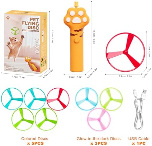 JIARON Interactive Rechargeable Cat Fetch Toy Disc Launcher, 8 Flying Discs Hunting Enrichment Toys for Indoor Outdoor Bored Kittens & Adult Cats, Cat Boredom Relief - Image 7