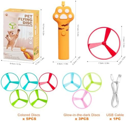 JIARON Interactive Rechargeable Cat Fetch Toy Disc Launcher, 8 Flying Discs Hunting Enrichment Toys for Indoor Outdoor Bored Kittens & Adult Cats, Cat Boredom Relief - Image 7