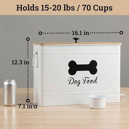 Metal Dog Food Container 15-20 lbs w/ Airtight Bamboo Lid, 70 Cup Capacity - Image 6
