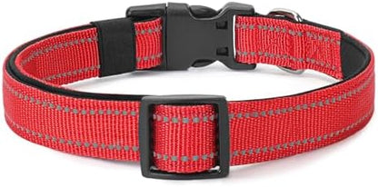 Reflective Dog Collar, Adjustable Nylon for Small Dogs, Red - Image 6