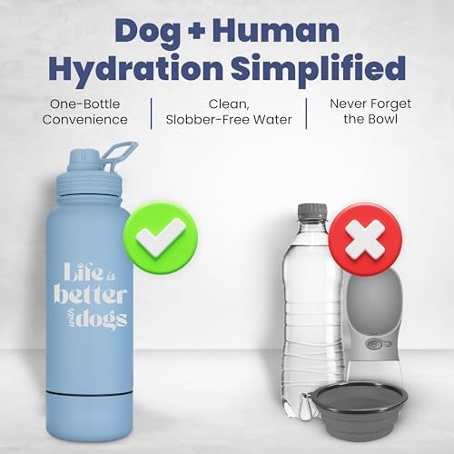 Rubyloo Dog Water Bottle w/Detachable Bowl for Dog Lovers, Life is Better - Image 2