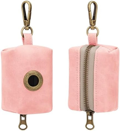Didog Dog Poop Bag Holder for Leash, Stylish PU Leather, Pink - Image 2