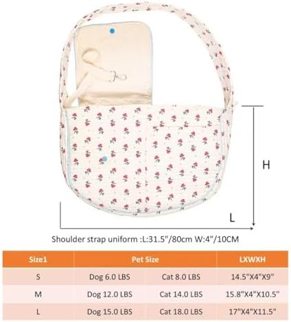 Floral Dog Sling Carrier for Small Dogs & Cats 5-15LBS, Medium - Image 3