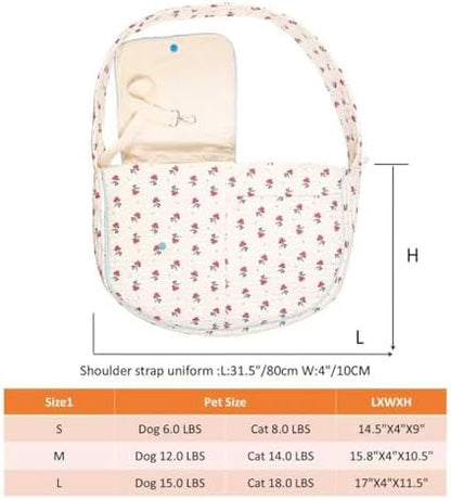 Floral Dog Sling Carrier for Small Dogs & Cats 5-15LBS, Medium - Image 3